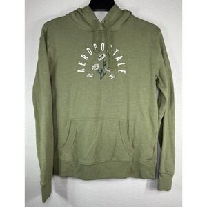Aéropostale Women's Green Floral Graphic Pullover Hoodie Size M